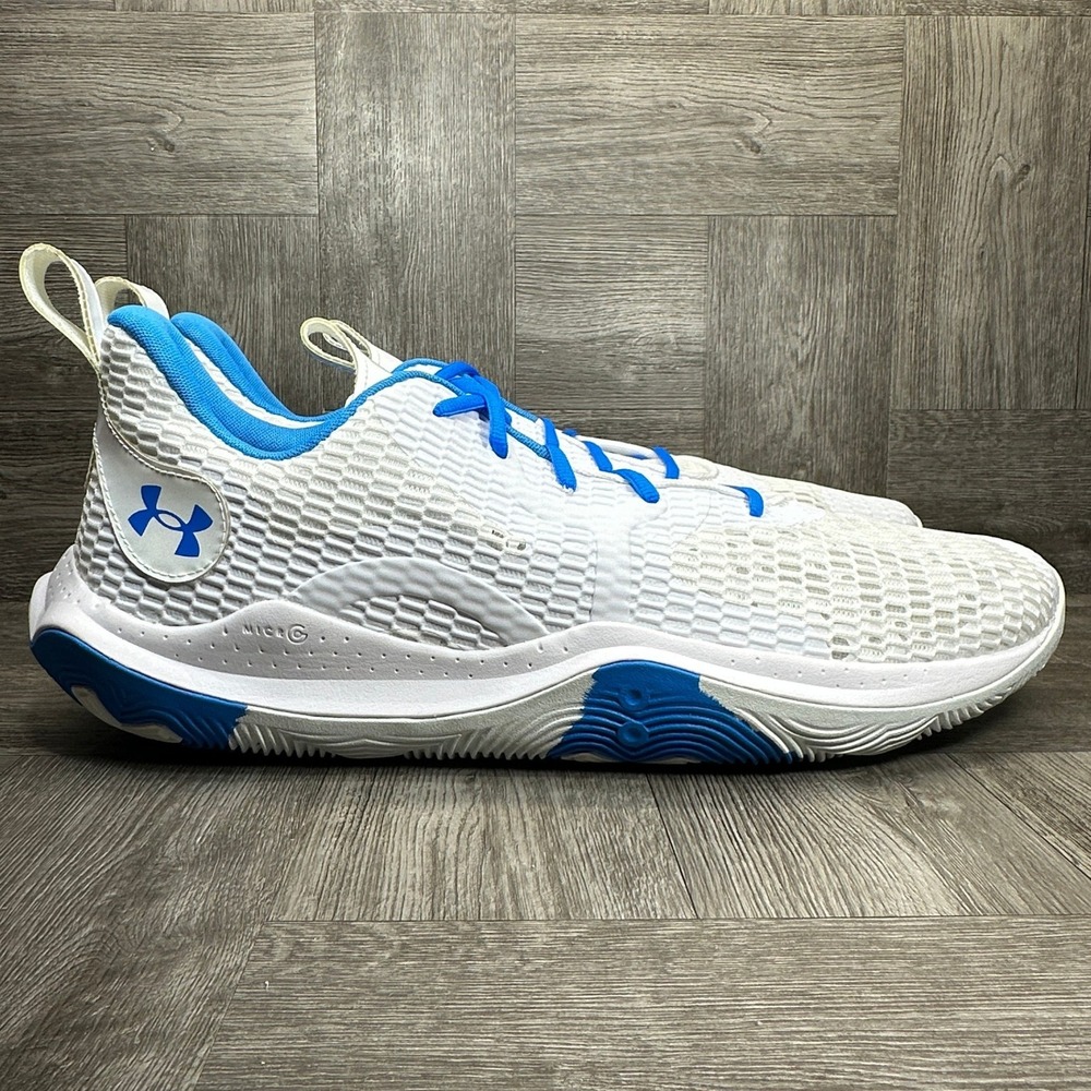 Under Armour Anatomix Spawn 3 Basketball Mens 17 White Blue NEW 3024777-100